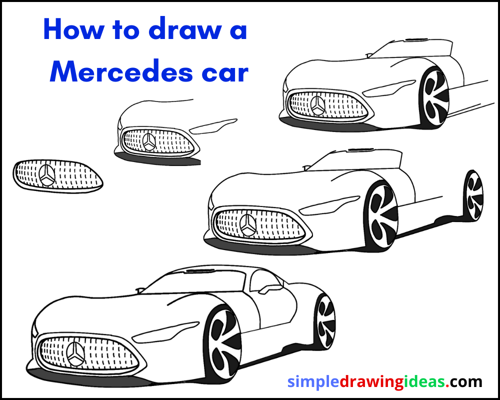 How to draw a Mercedes car step by step - Simple Drawing Ideas